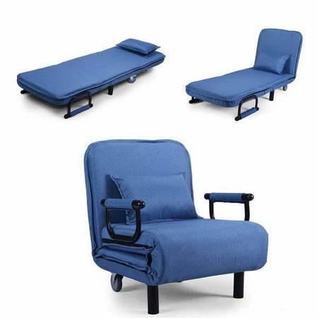 Extra Long Blue Convertible Single Bed Chair Sleeper - Sherman Oaks, Los Angeles, California