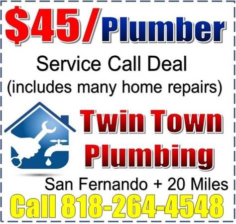 Plumbing Service, $45 Plumber, Si Habla Espanol - San Fernando, Los Angeles, California