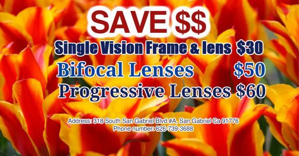 Vision 4 less EyeGlasses lenses - San Gabriel, Los Angeles, California
